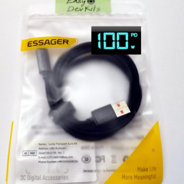 1m Essager USB Typ A auf Typ C Schnellladekabel 100W mit Display - Ladekabel 7A
