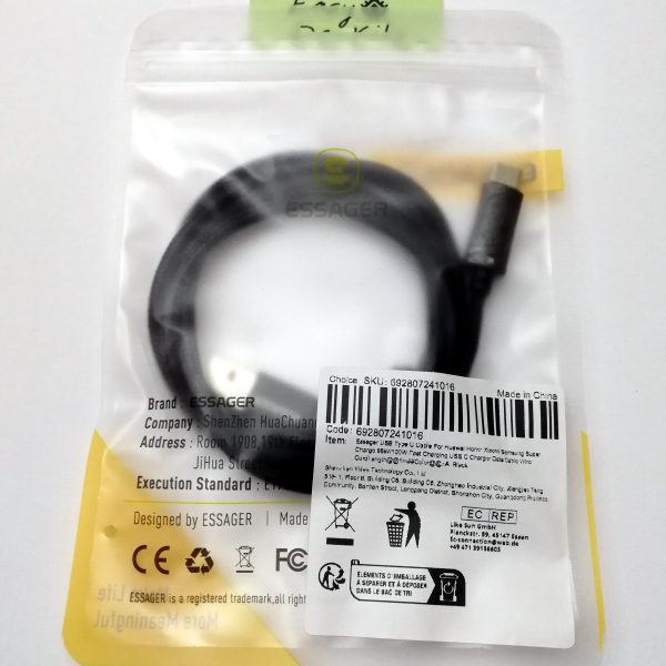 1m Essager USB Typ A auf Typ C Schnellladekabel 100W mit Display - Ladekabel 7A – Bild 2